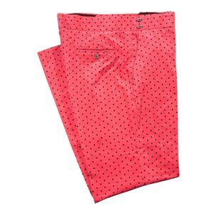 Mens Gurkha Pants 38 Pink Polka Dot Velvet Dress Trousers Flat Front Straight
